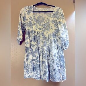 Denim Supply Floral Blue and White Women's Top/Mini Dress